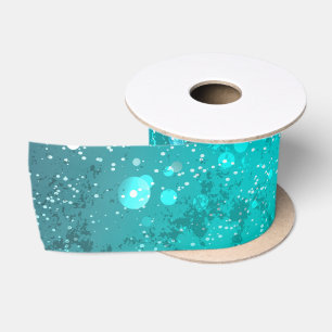 Mint Turquoise Foil Background Satin Ribbon