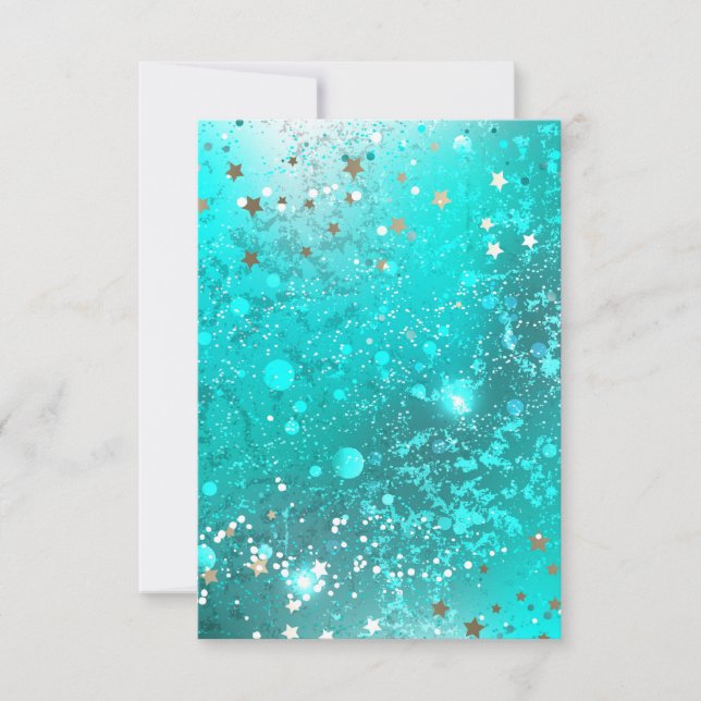 Mint Turquoise Foil Background Save The Date (Front)