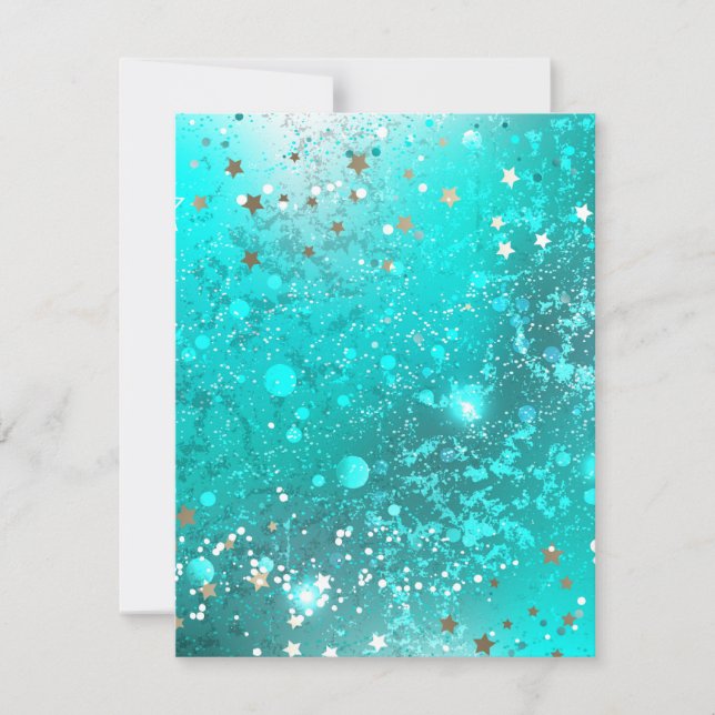 Mint Turquoise Foil Background Save The Date (Front)