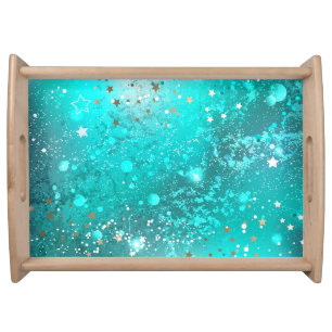 Mint Turquoise Foil Background Serving Tray