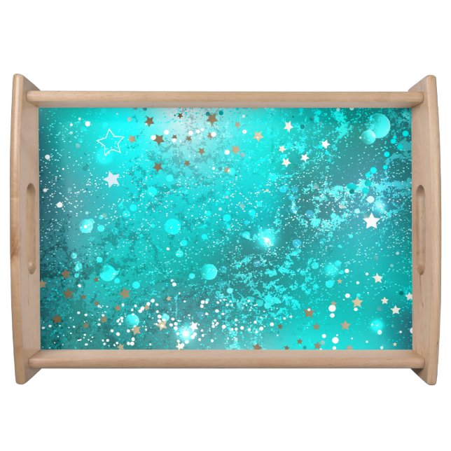 Mint Turquoise Foil Background Serving Tray (Front)