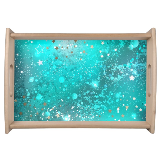 Mint Turquoise Foil Background Serving Tray (Front)