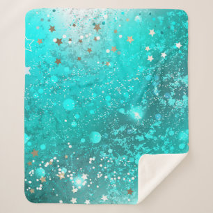 Mint Turquoise Foil Background Sherpa Blanket