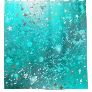 Mint Turquoise Foil Background Shower Curtain