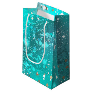 Mint Turquoise Foil Background Small Gift Bag
