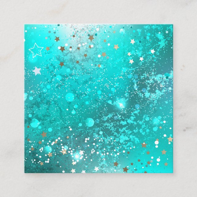 Mint Turquoise Foil Background Square Business Card (Front)