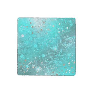Mint Turquoise Foil Background Stone Magnet
