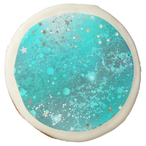 Mint Turquoise Foil Background Sugar Cookie