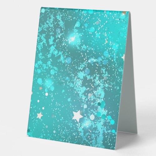 Mint Turquoise Foil Background Table Tent Sign