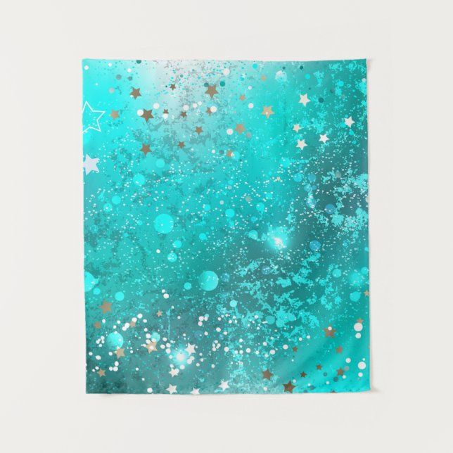 Mint Turquoise Foil Background Tapestry (Front)