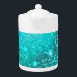 Mint Turquoise Foil Background Teapot<br><div class="desc">Abstract background of turquoise,  crumpled,  textured foil.</div>