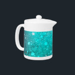 Mint Turquoise Foil Background Teapot<br><div class="desc">Abstract background of turquoise,  crumpled,  textured foil.</div>