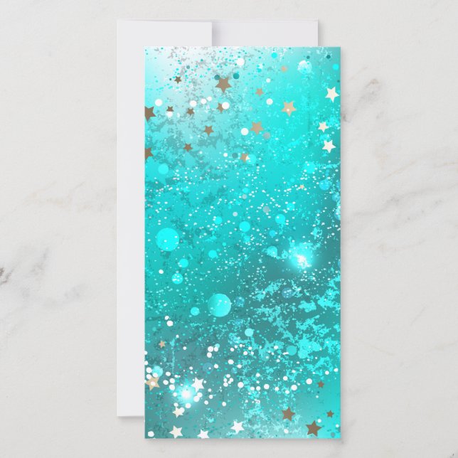 Mint Turquoise Foil Background Thank You Card (Front)