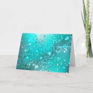 Mint Turquoise Foil Background Thank You Card