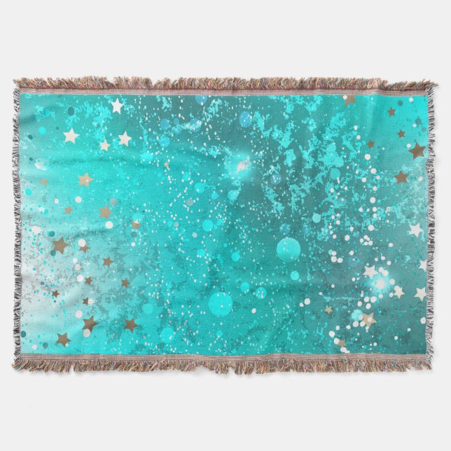Mint Turquoise Foil Background Throw Blanket (Front)