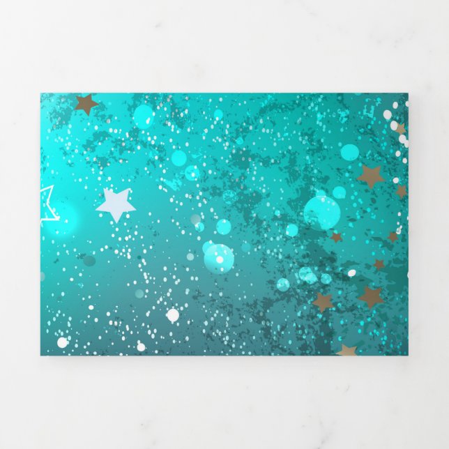 Mint Turquoise Foil Background Tri-Fold Program (Cover)
