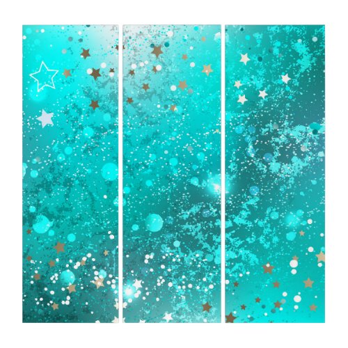 Mint Turquoise Foil Background Triptych