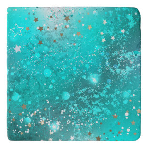 Mint Turquoise Foil Background Trivet