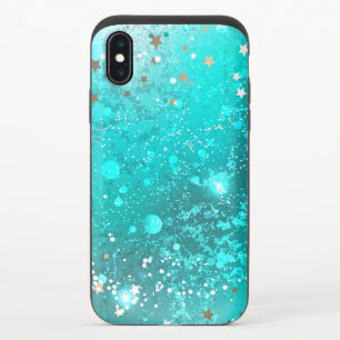 Mint Turquoise Foil Background iPhone XS Slider Case