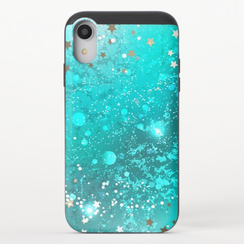 Mint Turquoise Foil Background iPhone XR Slider Case