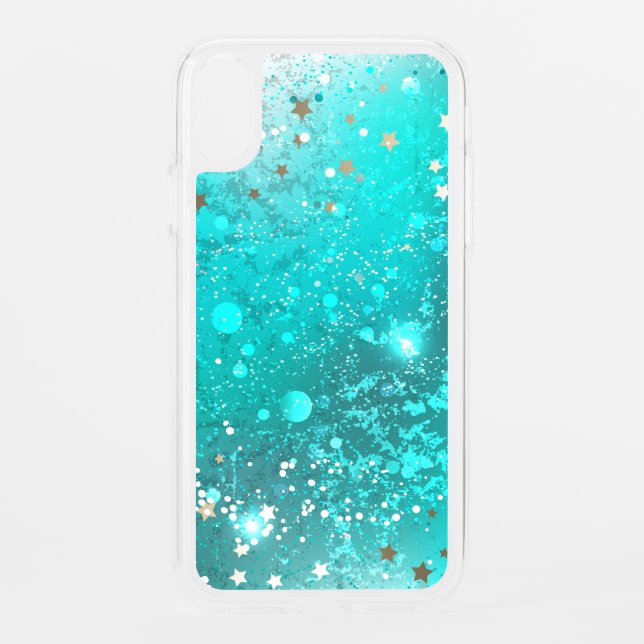 Mint Turquoise Foil Background Uncommon iPhone Case (Back)