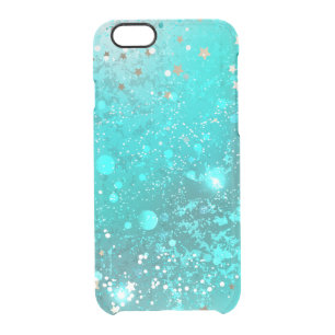 Mint Turquoise Foil Background Clear iPhone 6/6S Case