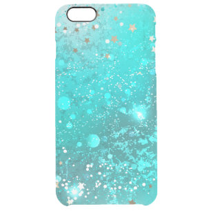 Mint Turquoise Foil Background Clear iPhone 6 Plus Case