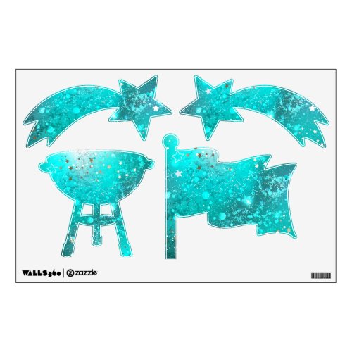 Mint Turquoise Foil Background Wall Decal