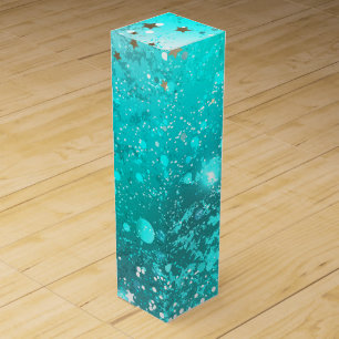 Mint Turquoise Foil Background Wine Box
