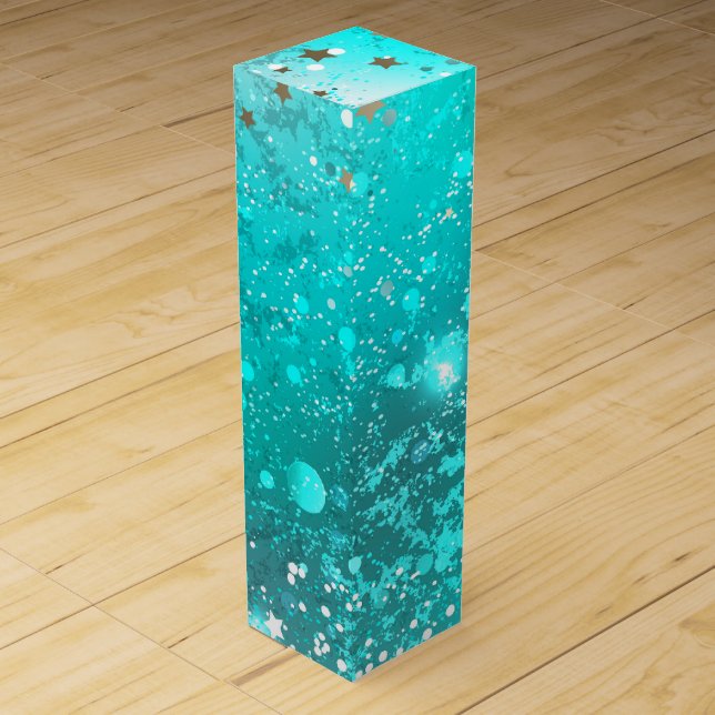 Mint Turquoise Foil Background Wine Box (Front)
