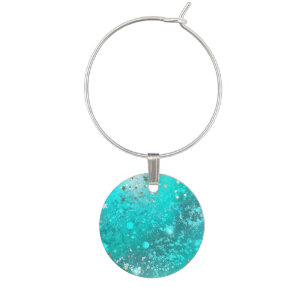 Mint Turquoise Foil Background Wine Charm