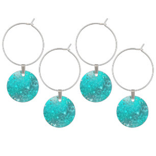 Mint Turquoise Foil Background Wine Charm