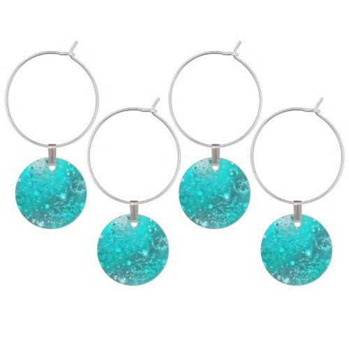 Mint Turquoise Foil Background Wine Charm
