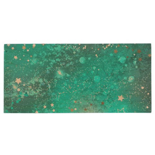 Mint Turquoise Foil Background Wood Flash Drive