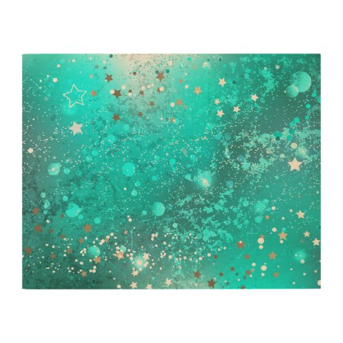 Mint Turquoise Foil Background Wood Wall Art