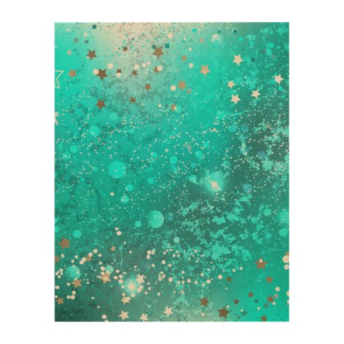 Mint Turquoise Foil Background Wood Wall Art
