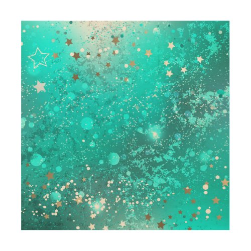 Mint Turquoise Foil Background Wood Wall Art