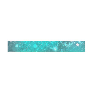 Mint Turquoise Foil Background Wrap Around Address Label