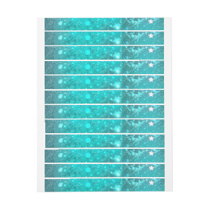 Mint Turquoise Foil Background Wrap Around Label