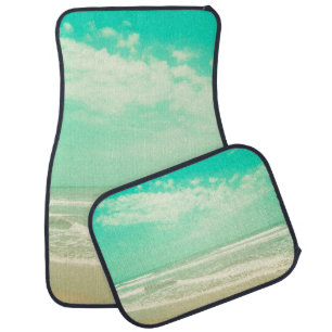 Mint turquoise retro beach background,vintage,beac car floor mat