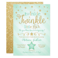 Mint Twinkle Little Star Baby Shower Invitation