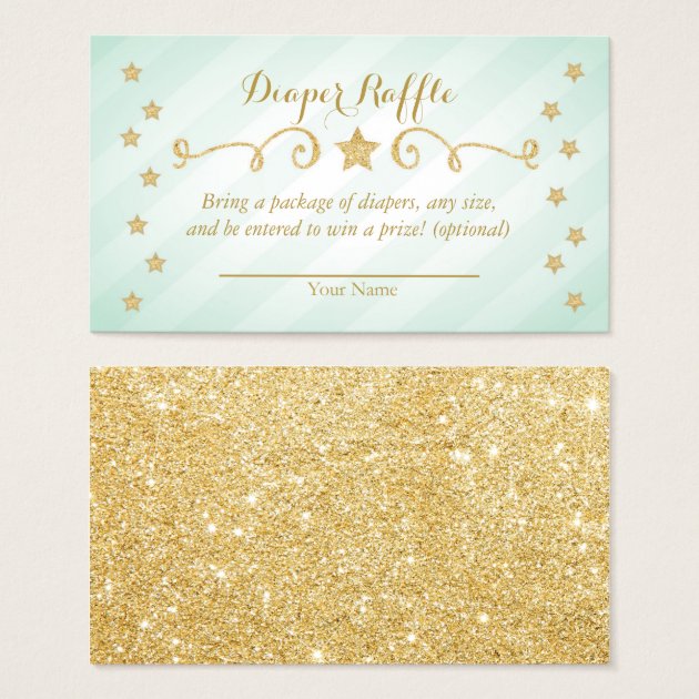 Mint Twinkle Little Star Diaper Raffle Invitation