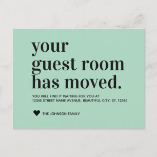 Mint Typography Guest Room Moving Announcement Postcard