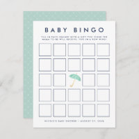 Mint Umbrella | Baby Shower Bingo Game Card