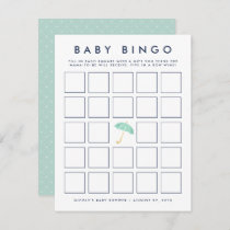 Mint Umbrella | Baby Shower Bingo Game Card