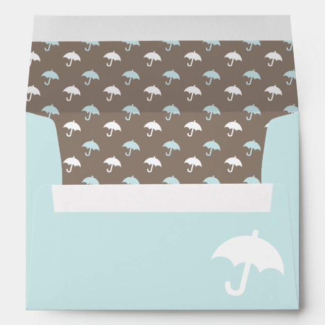 Mint Umbrella Baby Shower Envelope (Back (Bottom))
