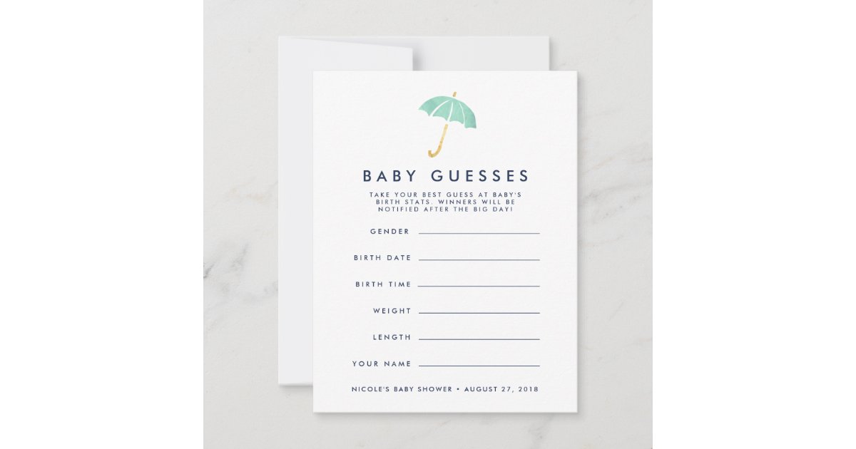Mint Baby Shower Guessing Game | Zazzle.com