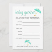 Mint Umbrellas Baby Shower Guessing Game (Front)