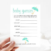 Mint Umbrellas Baby Shower Guessing Game