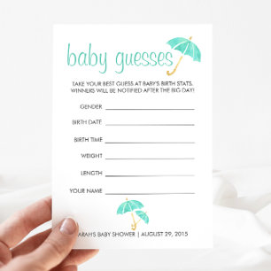 Mint Umbrellas Baby Shower Guessing Game